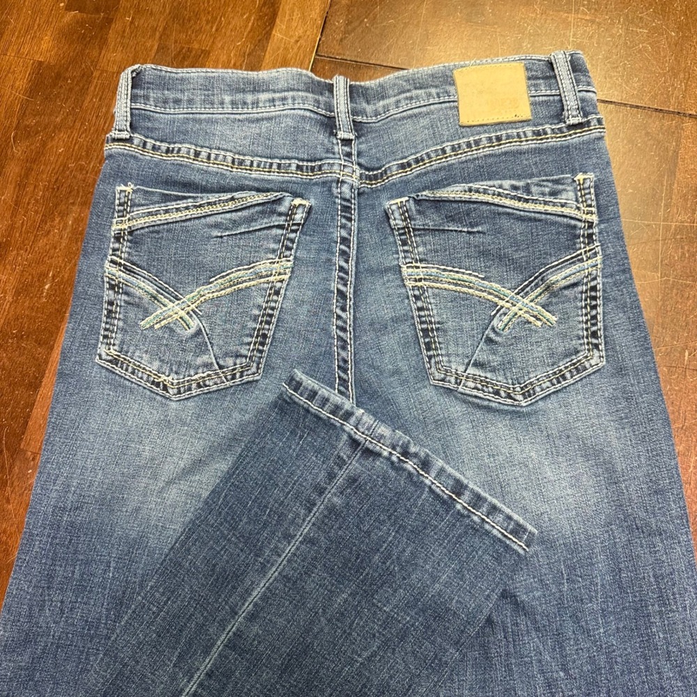 BKE Jake Jr Jeans Kids Size 16 Regular Blue Straight Leg Embroidered Pockets